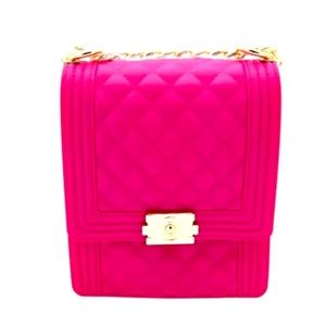 Pink Quilted Pattern Jelly Purse | Crossbody